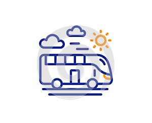 Bus travel line icon. Trip transport sign. Vector