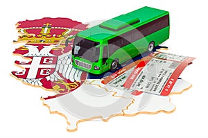 Bus travel in Serbia, concept. 3D rendering