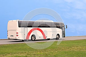 Bus travel speed sky blue