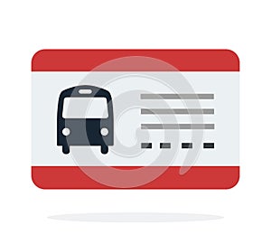 Bus travel ticket vector flat material design isolated object on white background.