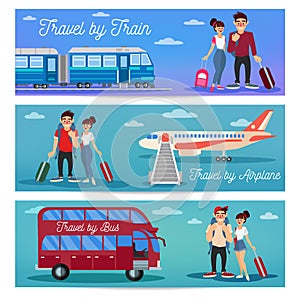 Bus Travel. Train Travel. Airplane Travel. Travel Banner