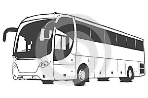 Bus vector black illustration isolated on white background. Hand drawn illustration.
