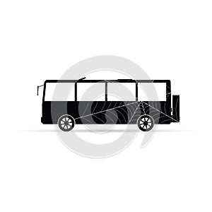 Bus vector icon with spider web