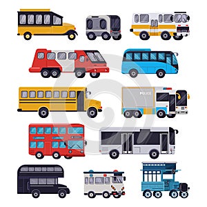 Bus vector public transport tour or city vehicle schoolbus sightseeing-bus transporting passengers illustration