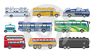 Bus vector public transport tour or city vehicle transporting passengers schoolbus police and transportable car