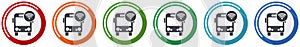 Bus with wifi icon set, flat design vector illustration in 6 colors options for webdesign and mobile applications