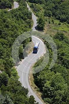Bus on winding road