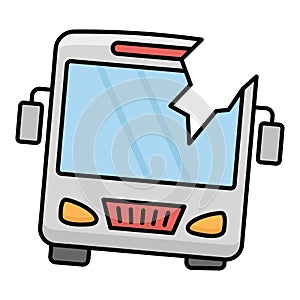 Bus windscreen broken Isolated Vector icon that can be easily modified or edited