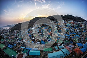 Busan gamcheon culture village sunset photo