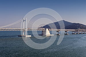 Busan Gwangandaegyo Bridge Diamond Bridge, a suspension bridge connecting Haeundae-gu to Suyeong-gu in Busan, South Korea