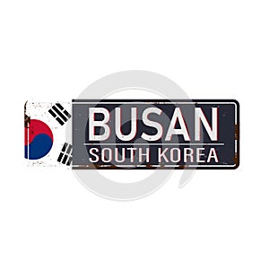 Busan road sign isolated on white background.