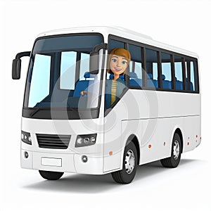 Busdriver working on a bus cartoon