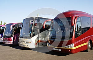 Buses or coaches parked in a car park