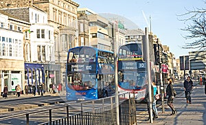 Buses on Princess Street, Edinburgh.