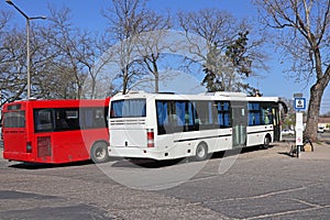 Buses standing at the terminal