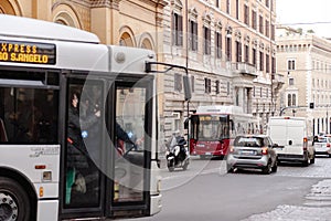 Buses on the streets of Rome