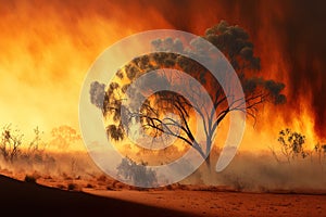 Bush fire In australian outback