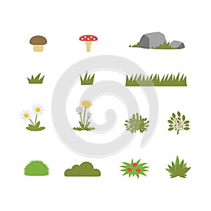 Bush and Flower Icon Set