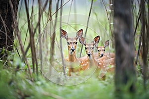 bushbuck family nestled in a forest copse
