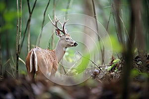 bushbuck grazing on fresh forest undergrowth