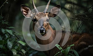 Bushbuck in the Wild A Hyperrealistic Portrait of Natures Beauty. Generative AI