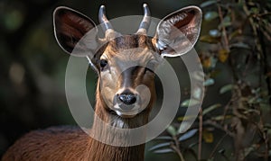 Bushbuck in the Wild A Hyperrealistic Portrait of Natures Beauty. Generative AI
