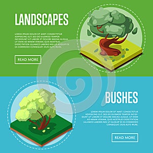 Bushes and trees for park design posters