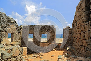 Bushiribana Gold Smelter ruins. North coast, Aruba Island