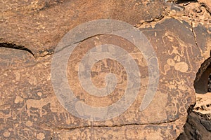 Bushman engravings in the granite rock, Twyfelfontein UNESCO World Heritage Site, Kunene Region, Damaraland, Namibia