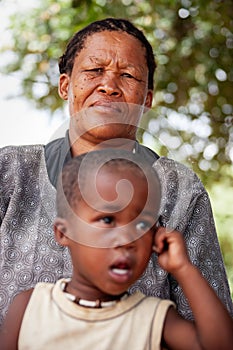 Bushman granny with child