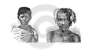 Bushman woman | Antique Ethnographic Illustrations