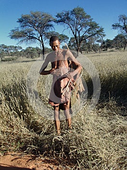 Bushmen hunters in a fields search
