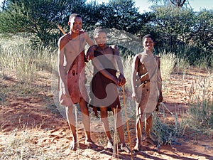 Bushmen hunters in a fields search