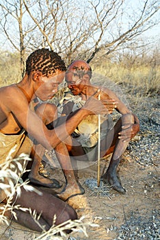 Bushmen making fire