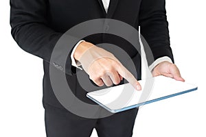 Businees man with hand action isolate