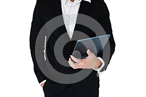 Businees man with hand action isolate