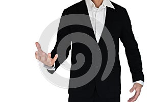 Businees man with hand action isolate