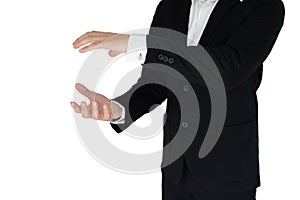 Businees man with hand action isolate