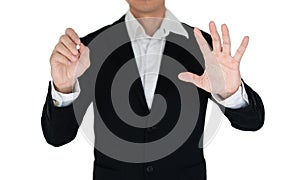 Businees man with hand action isolate