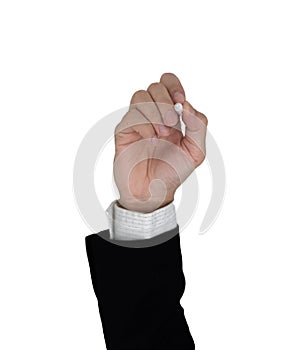 Businees man with hand action isolate