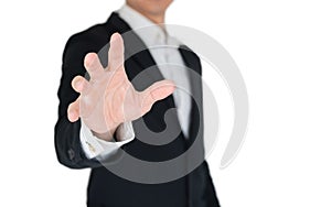 Businees man with hand action isolate