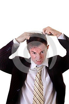 Businees man pulling out hair