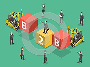 Busines to business flat isometric vector.