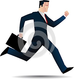 Businesman businessperson running with black briefcase