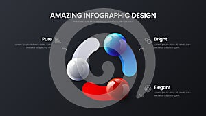 Business 3 option infographic presentation vector balls illustration. Corporate marketing analytics design layout.