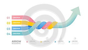 Business 4 step timeline infographic Arrow template. Modern milestone element timeline diagram, vector infographics