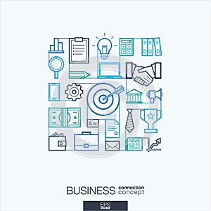 Business abstract background, integrated thin line symbols.