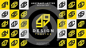 Business abstract lowercase letter G GG logo, number 9 99 design set