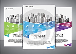 Business abstract vector template. Brochure design, cover modern layout, annual report, poster, flyer in A4 with colorful triangle