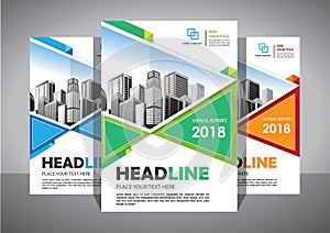 Business abstract vector template. Brochure design, cover modern layout, annual report, poster, flyer in A4 with colorful triangle